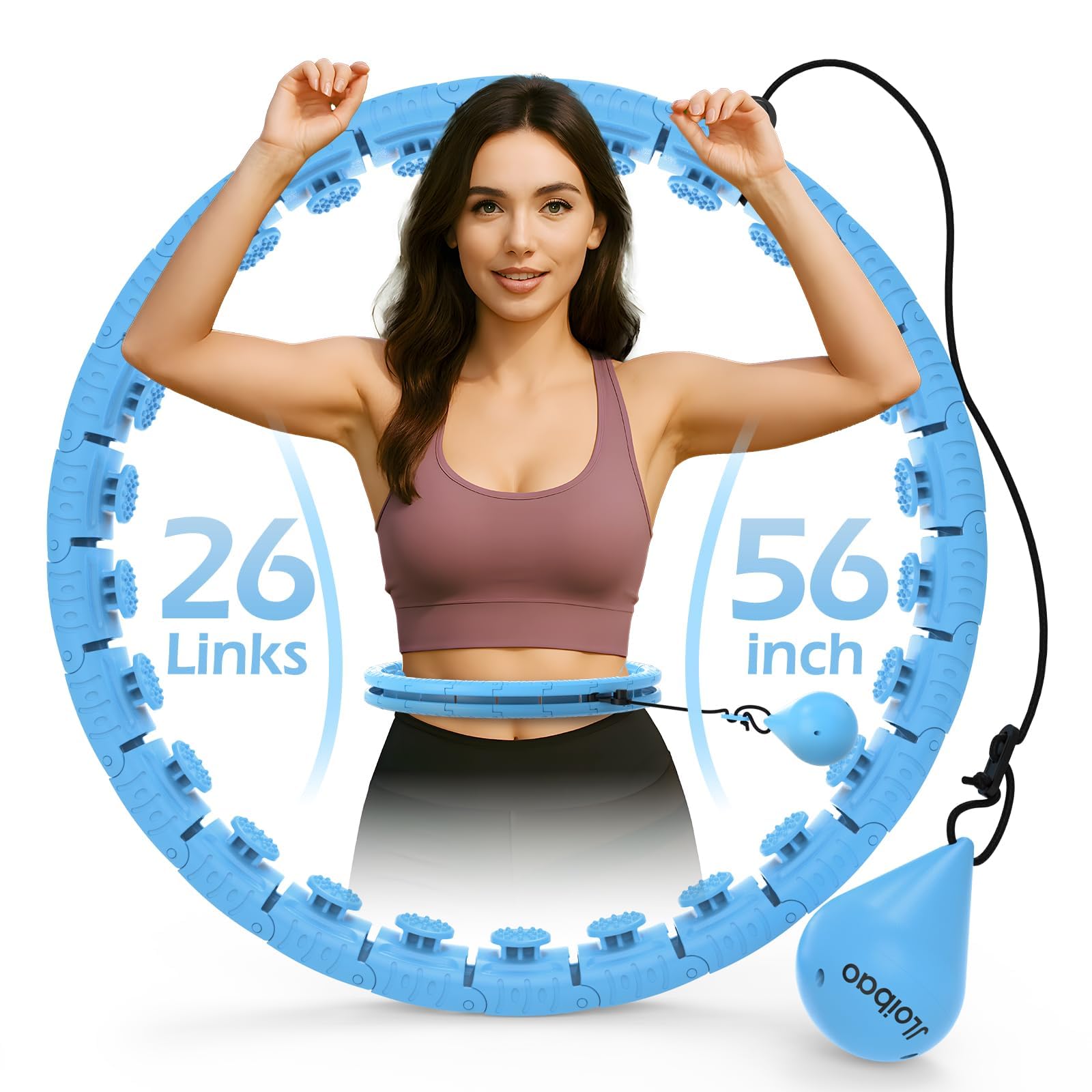 Photo 1 of ***LINK SIZE NOT CORRECT FOR SMALL WAIST** JLoibao Weighted Hula Circle with 26/32 Links(56-66 Inch) for Adults Weight Loss, Infinity Fitness Hoop Plus Size, for Women Smart Exercise