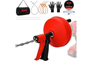 XFIRE-GEAR 50 FT Double Mode Drain Snake Tools, 11-in-1 Drain Auger for Sink and Drain Unblocking, Plumbing Snake for Kitchen, Bathrom and Shower Sink, Snake for Real DYIs【Upgraded】