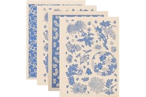 FOMIYES 4 Sheets Ceramic Decals Pottery Ceramics Clay Transfer Paper Glaze Underglaze Flower Paper Porcelain Decal Paper Underglaze Transfers for Pottery