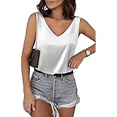 BLENCOT Tank Tops for Women V Neck Silk Summer Satin Sleeveless Blouses Basic Camisole Shirts