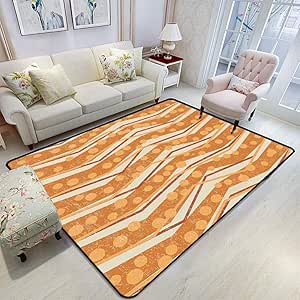 Amazon.com: Burnt Orange Area Rug, Chevron Zigzags Pattern ...