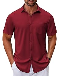 COOFANDY Button Down Shirt Men Short Sleeve Mens