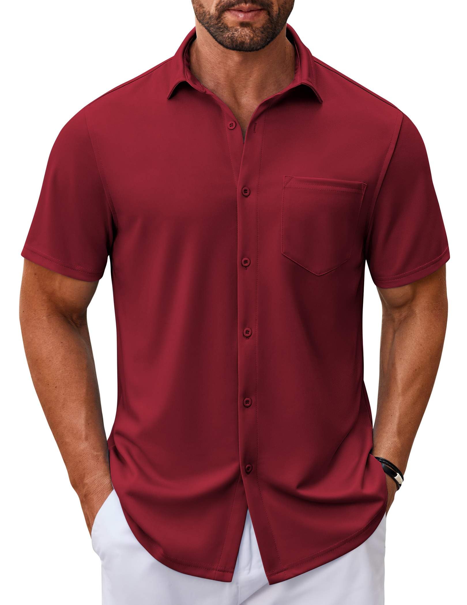 COOFANDY Button Down Shirt Men Short Sleeve Mens