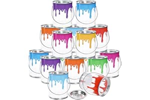 WUWEOT 16 Pack Mini Clear Paint Cans, 1/2 Pint Plastic Empty Paint Buckets, 2.8" x 3.6" Party Favors Candy Containers, Art Paint Supplies with Metal Lids for Art Parties Weddings Birthdays Picnics
