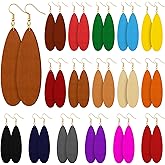 Ecally 16 Pairs Bohemian Wood Earrings Natural Wood Earrings African Jewelry Vintage Teardrop Dangle Eardrop for Women