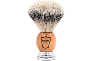 PARKER SAFETY RAZOR Parker 100% Silvertip Badger Shaving Brush – Olivewood Handle, Long‑Loft 22 mm Knot with Resin Stand – Super Soft Bristles for a Rich Lather for all Skin Types