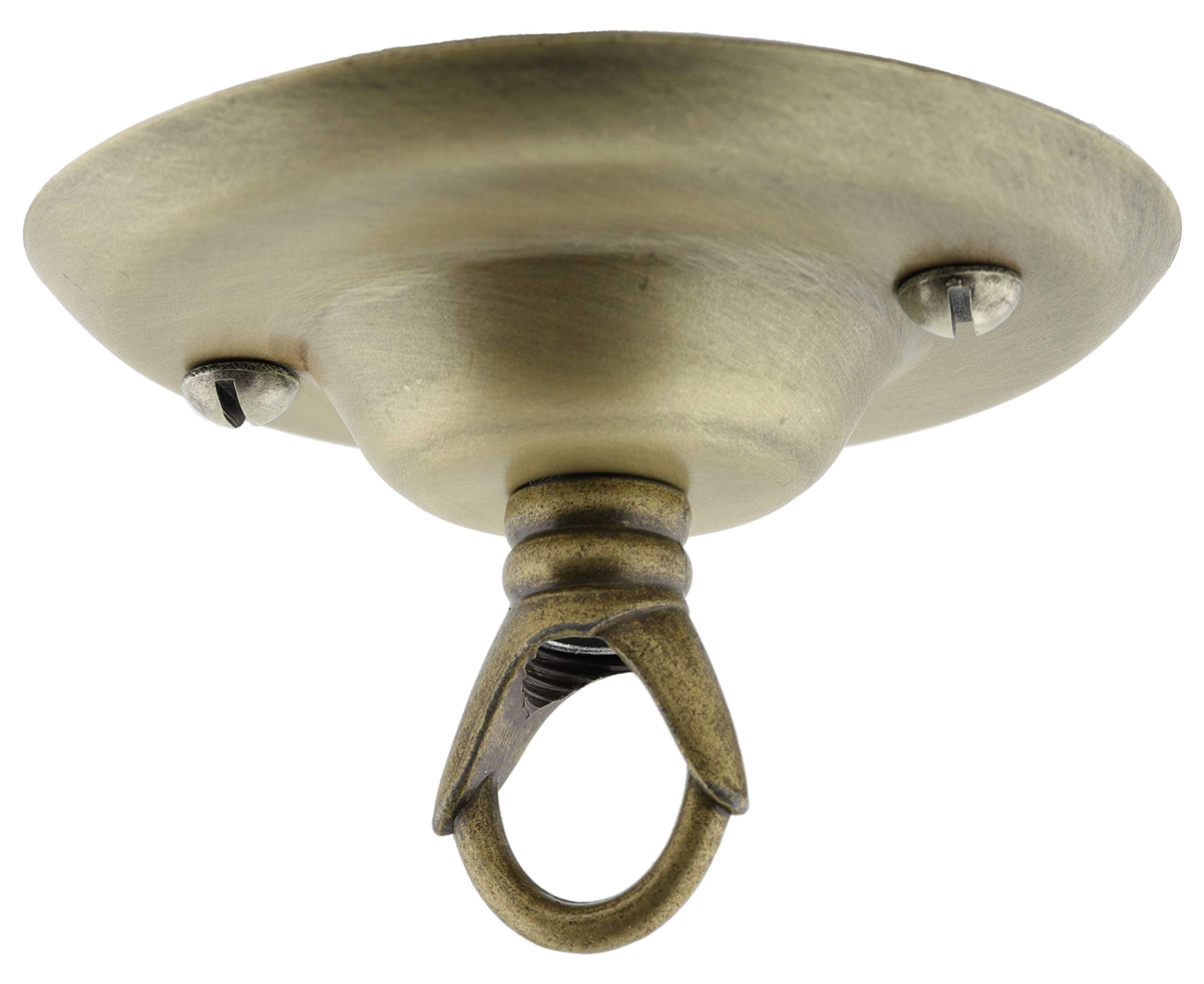 Art Deco Emporium 75mm Vintage Style Ceiling Rose with Art Deco Style Closed Loop in Antique Brass Finish and Hand Antiqued Brass Fixing Screws