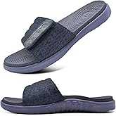 ONCAI Mens Sandals, Arch Support Sport Slides Open Toe Adjustable Straps Orthotic Cushioned Footbed for Plantar Fasciitis Rubber Soles Size 7.5-15