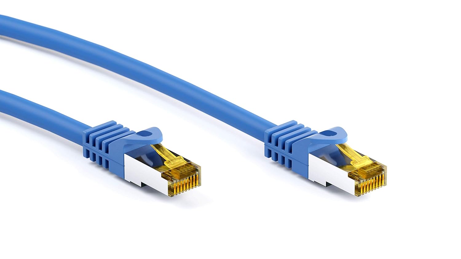 Goobay 92672 RJ45 Patch Cable with CAT 7 Raw Cable Double Shielded S-FTP up to 600 MHz Halogen- Copper Cable Connector Gold-Plated Contacts 0.5 m Blue - Image 3