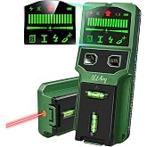 Stud Finder Wall Scanner - 7-in-1 Electronic Stud Detector with HD LCD Display, Detects Wood, Metal, AC Live Wire, Joists &amp; Pipes, Wall Scanner with Laser Level &amp; Bubble Level Ruler