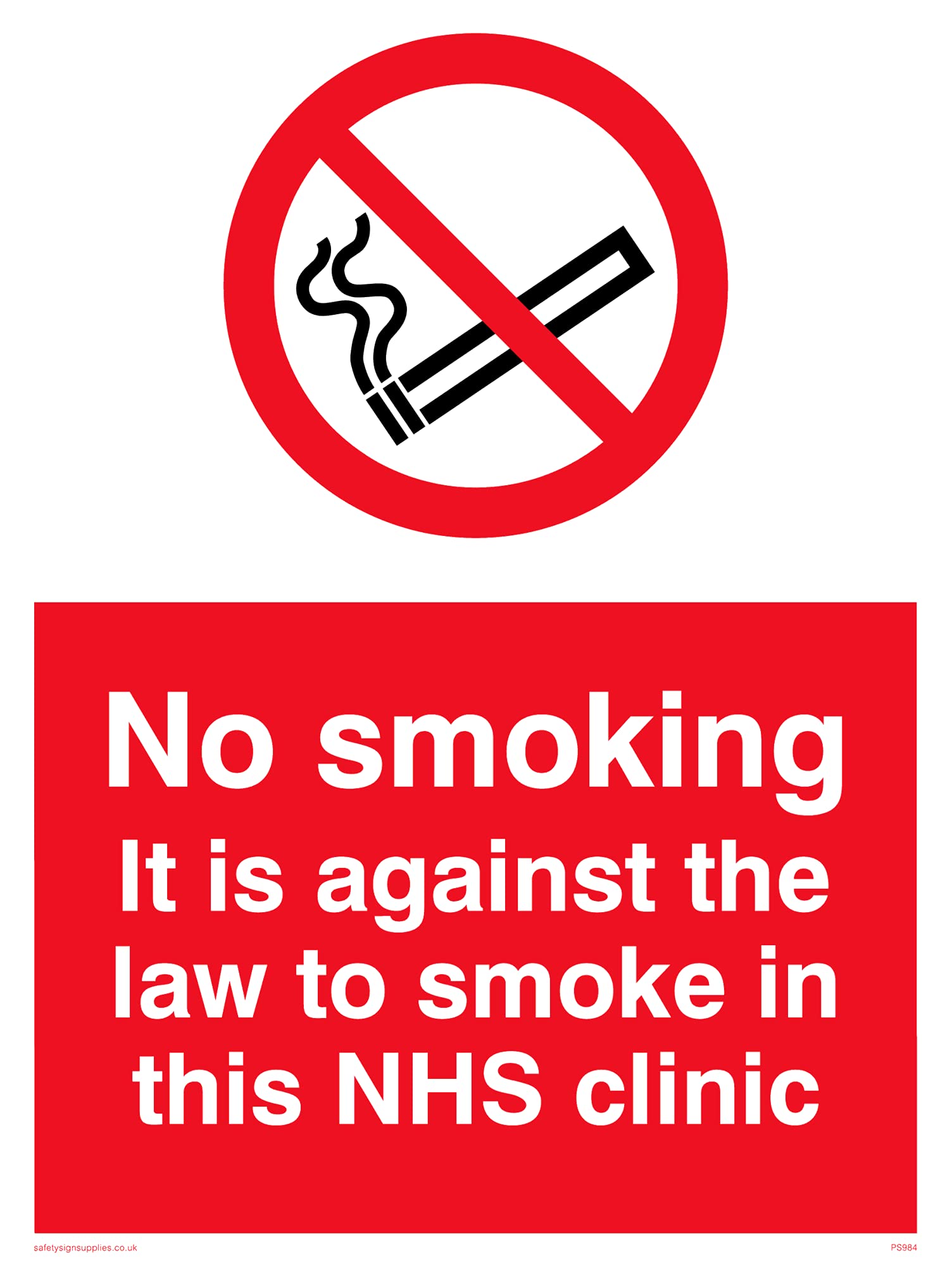 Pack of five - No Smoking In This Nhs Clinic Sign - 150x200mm - A5P