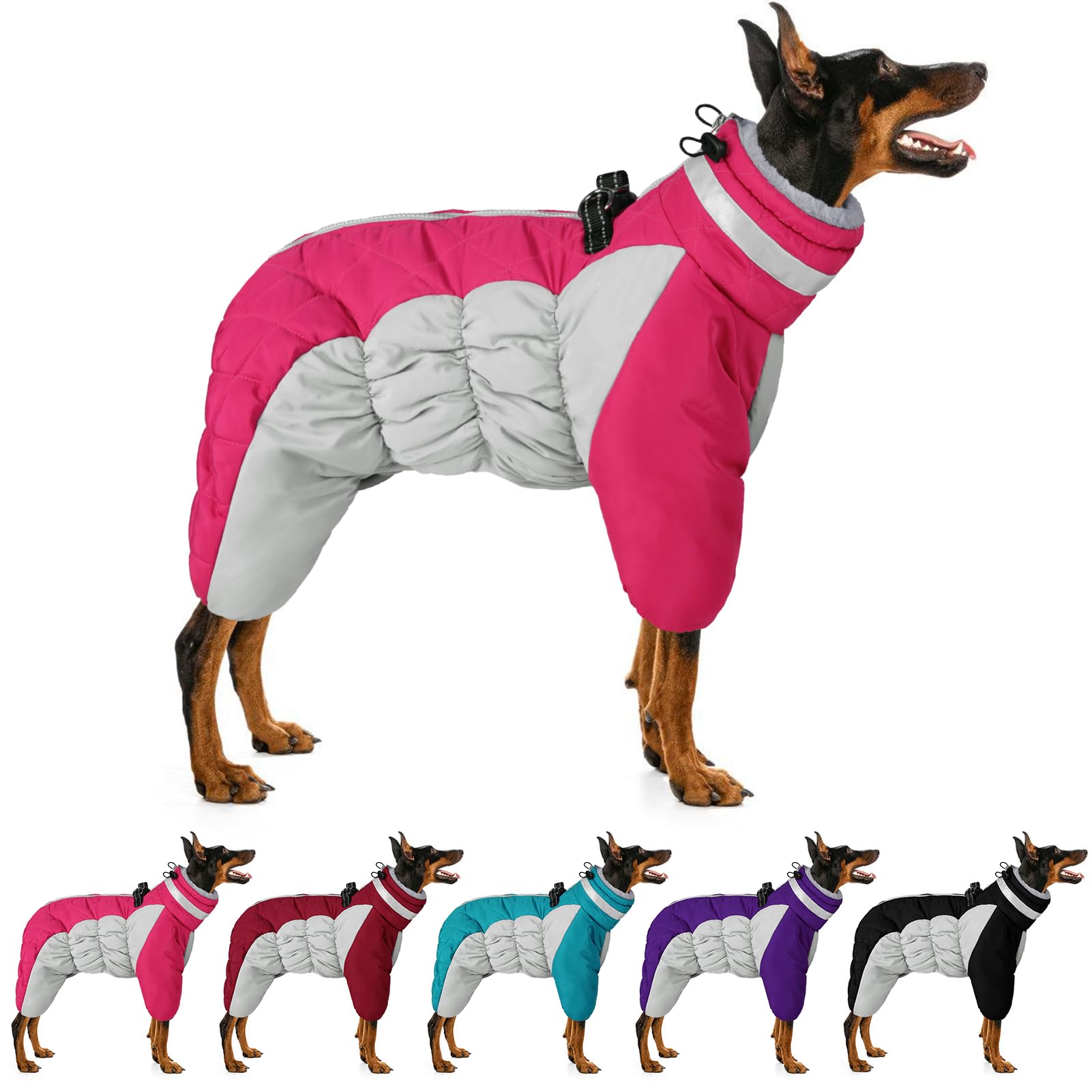 Photo 1 of MIGOHI Full Body Coat, Reflective Warm Winter Coat With Harness, Turtleneck Fleece Jacket for Small Medium Large Dogs, Four-Legged Windproof Waterproof Snowsuit With Zipper