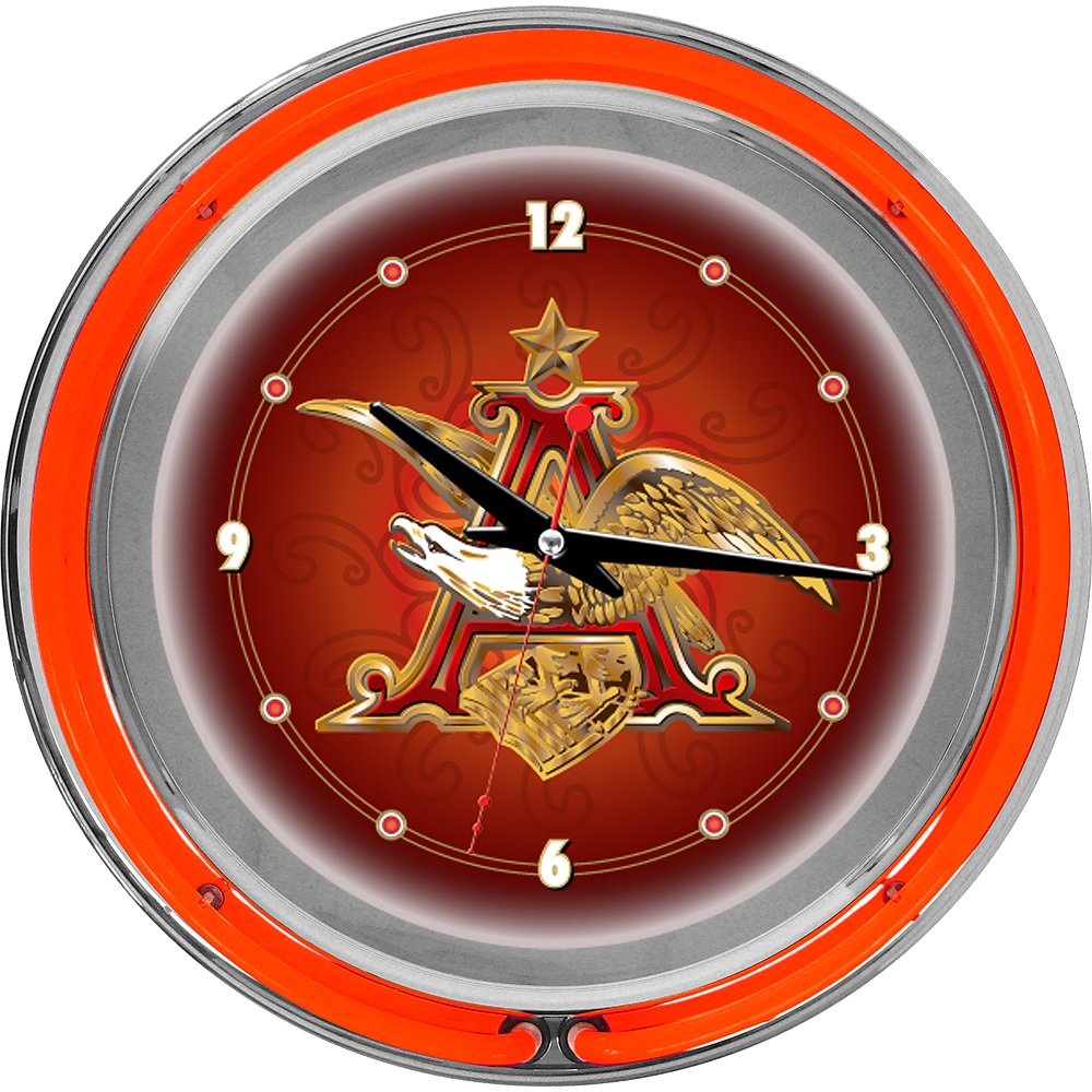 Anheuser Busch Chrome Double Ring Neon Clock, 14