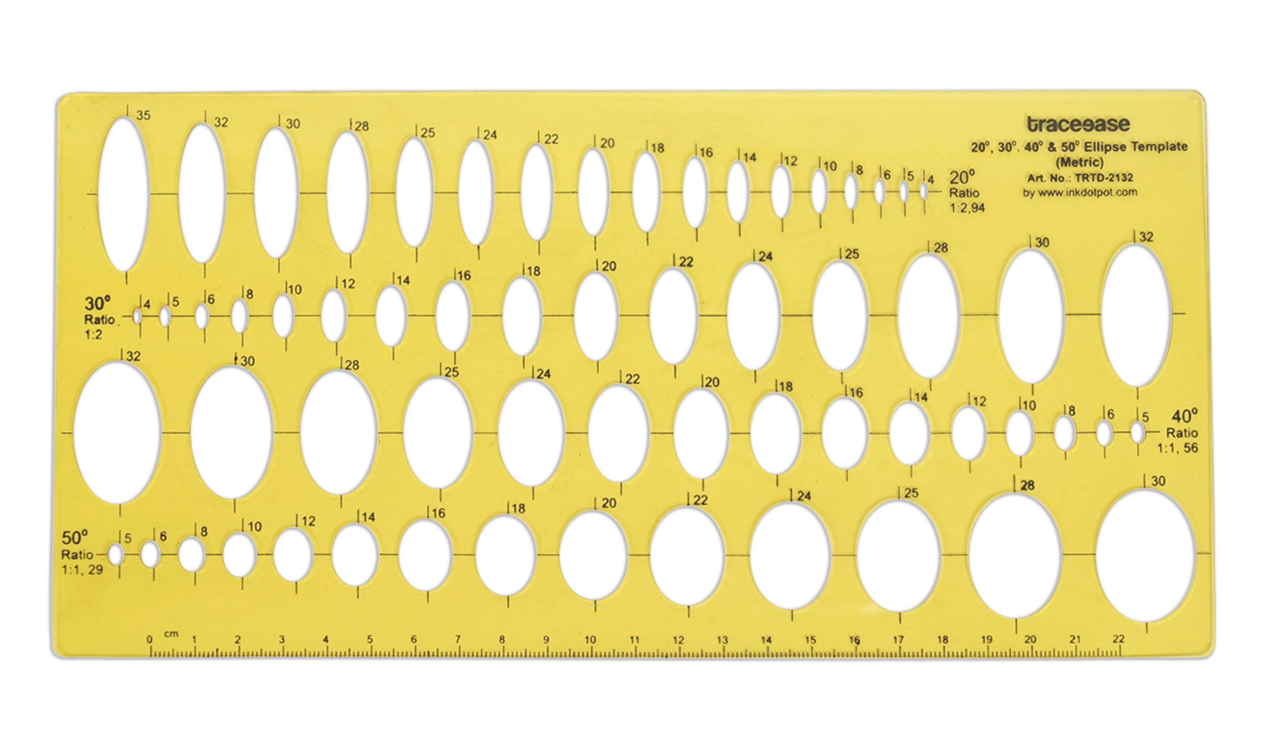 Traceease Geometric Drafting Ellipse Template Drawing Stencil, Designing Template Measuring Ruler