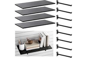 WETOECOTEC Wood Slatwall Shelves, Slat Wall Shelf Slatwall Acccessory for Garage, Home Improvement, Retail Display (4, 24''x12'')