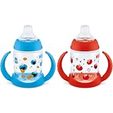 NUK Learner Cup, 5oz, Pack of 2, Sesame Street, Elmo and Cookie Monster &ndash; Soft Spout, Easy-Grip Handles, BPA Free, Spill Proof Transition Sippy Cup