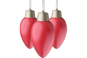 Xodus Innovations WP980-3 Battery Powered Hanging Decorative Outdoor Pulsing 8 inch C9 Bulb Style Light with Sensor Turns-On at Dark, Pack of 3, Red