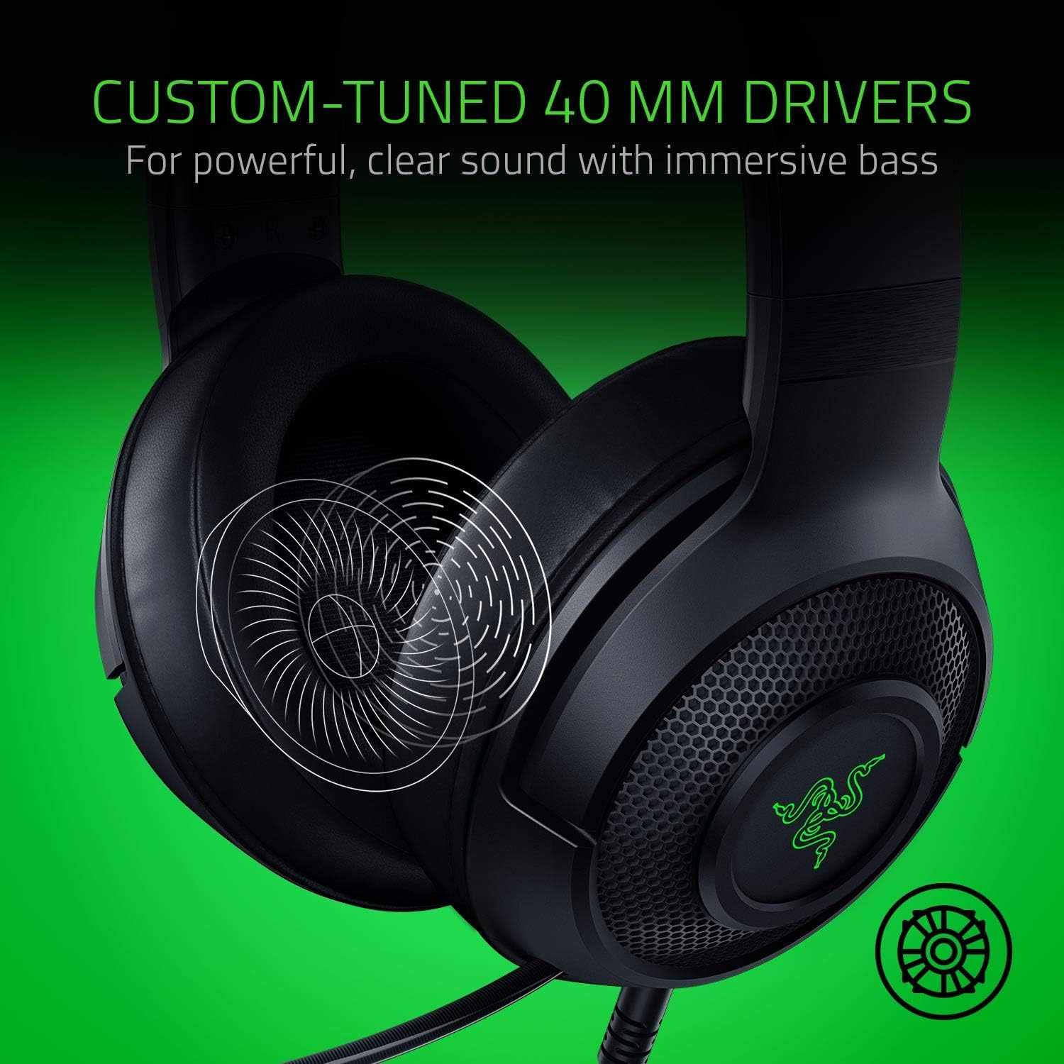 Razer Kraken X USB Ultralight Gaming Headset: 7.1 Surround Sound - Lightweight Frame - Green Logo Lighting - Integrated Audio Controls - Bendable Cardioid Microphone - For PC - Classic Black: Computers & Accessories