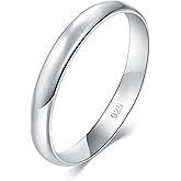 BORUO 925 Sterling Silver Ring| 14K Gold Plated Waterproof Stacking Rings| Plain Dome Tarnish Resistant Comfort Fit Wedding Band Gifts for Special Occasions 1.5mm 2mm 3mm Band Size 4-12
