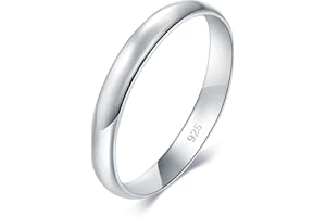 BORUO 925 Sterling Silver Ring| 14K Gold Plated Stacking Rings| Plain Dome Tarnish Resistant Comfort Fit Wedding Band Gifts for Special Occasions 1.5mm 2mm 3mm Band Size 4-12
