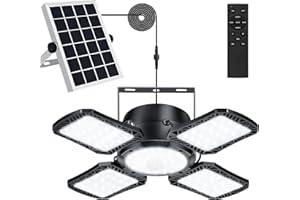 Yomisga Solar Powered Outdoor Shed Light 176LED Solar Pendant Lights with Remote, Motion & 5 Lighting Modes Waterproof Daytime Available Solar Indoor Lamp for Gazebo Garage Shop Barn Home House