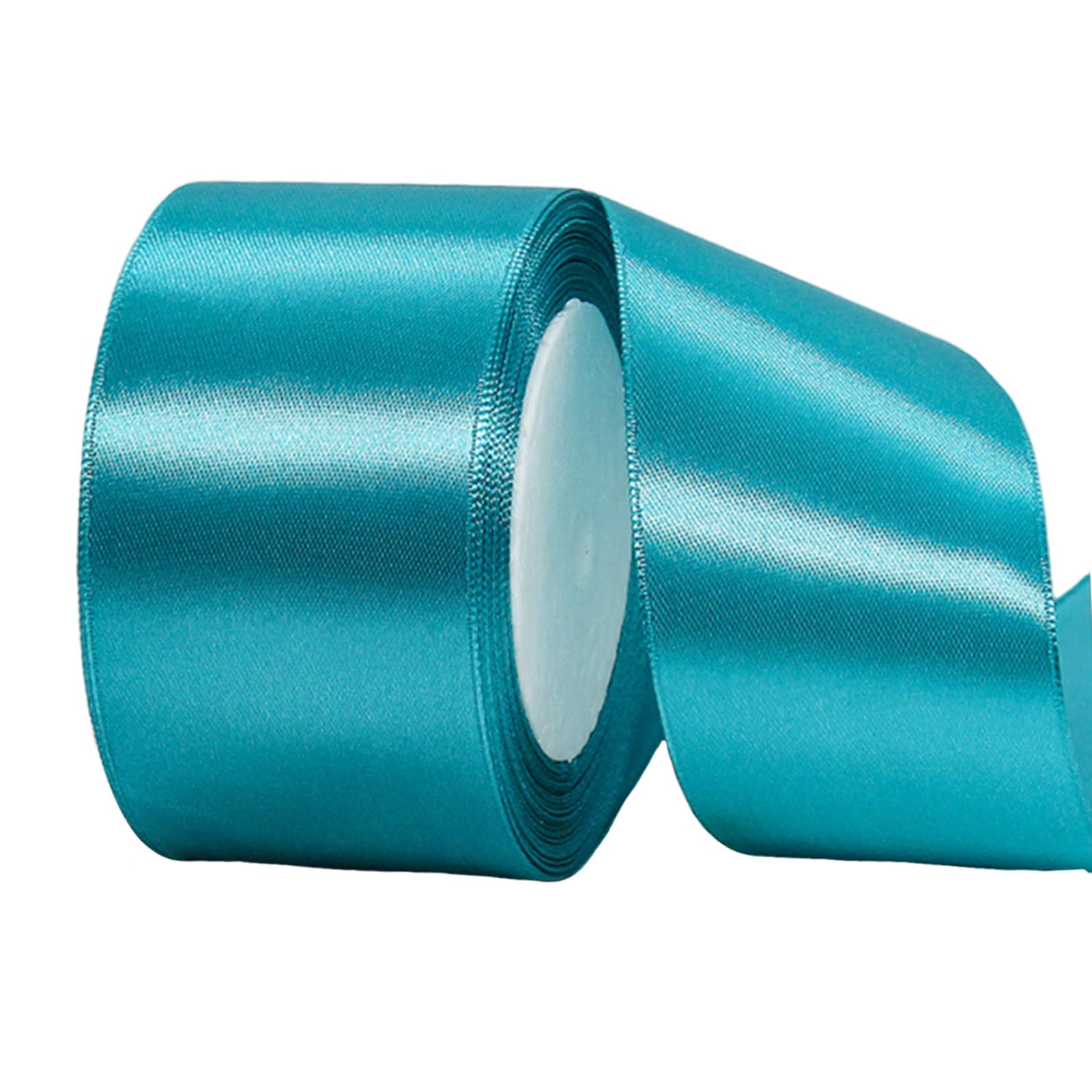 ATBEAMEN Thick Peacock Blue Satin Ribbon, 50mm x 22m, Perfect for Gift Wrapping, Crafting, Decorating, Sewing, Floral Arrangement, Hair Accessories