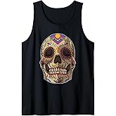 Sugar Skull Mask - Calavera - Dia De Los Muertos Costume Tank Top