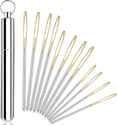 WILLBOND 12 Pieces Large Eye Blunt Sewing Needles Tapestry Set
