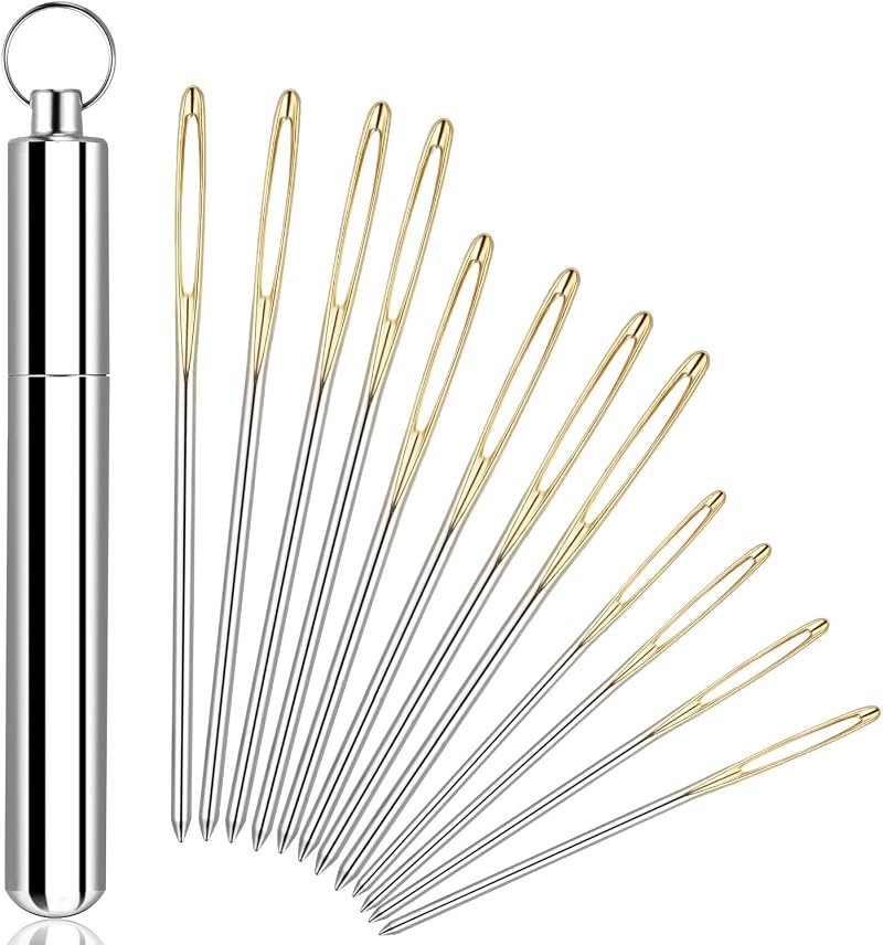 WILLBOND 12 Pieces Large Eye Blunt Sewing Needles Tapestry Set