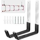 AccEncyc Heavy Duty Garage Hooks, 2Pcs Stainless Steel Wall Mount Hooks, 50lb Weight Capacity, for Garden Hose, Bike, Ladder, Tool Organizer