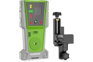 Huepar LR-8RG Laser Receiver, Compatible with All Huepar and Pro Laser Levels with Pulse Mode, ±1/17 In, Up to 200Ft, Green & Red Beams Laser Detector, Two-Sided LED Prompt, Magnet, Clamp Included