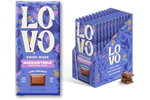 LOVO Hazelnutmilk Chocolate Bar, Dairy Free & 100% Plant-Based & Dairy Free Milk Chocolate, Creamy and Delectable Vegan Milk Chocolate Made With Hazelnut Milk, Non-GMO, Gluten-Free, Swiss-made, 2.82 oz (Pack of 12)
