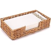 Woven Napkin Holder for Bathroom - Rattan Guest Towel Holder for Dining Table, Kitchen, Cocktail, Decor, Rustic Farmhouse, Bar, Party, Paper - Modern Disposable Hand Towel Holders, 9.1" X 5.2"