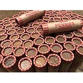 50 Wheat Pennies (Unsearched Shotgun Roll) - Mixed Years Circulated Good or Better.