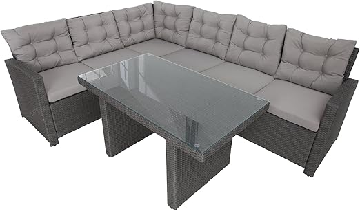 Moderne Garten Sitzgruppe MONACO grau brushed inkl. Kissen wetterfest