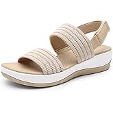 DREAM PAIRS Women's Walking Sandals Lightweight Soft Footbed Low Wedge Comfort Indoor Outdoor Flat Sandals