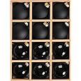 WDS WONDROUS 12Pcs Shiny and Matte Black Glass Ball Christmas Ornaments, Hanging Baubles for Xmas Tree Decoration, 2.36inch Decorative Ball Ornaments for Holiday Halloween Decor