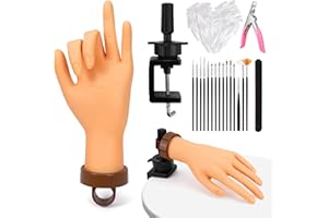 Yokilly Practice Hand for Acrylic Nails, Bendable Soft Nail Practice Hand, Flexible Plastic Nail Hand Practice, Fake Mannequin Training Hand for Nails Practice (with Clamp Holder) / Black