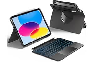 HOU iPad A16 11th/10th Generation Case with Keyboard, Rotatable & Detachable Keyboard Case for iPad 11/10, Elastic Pen Holder