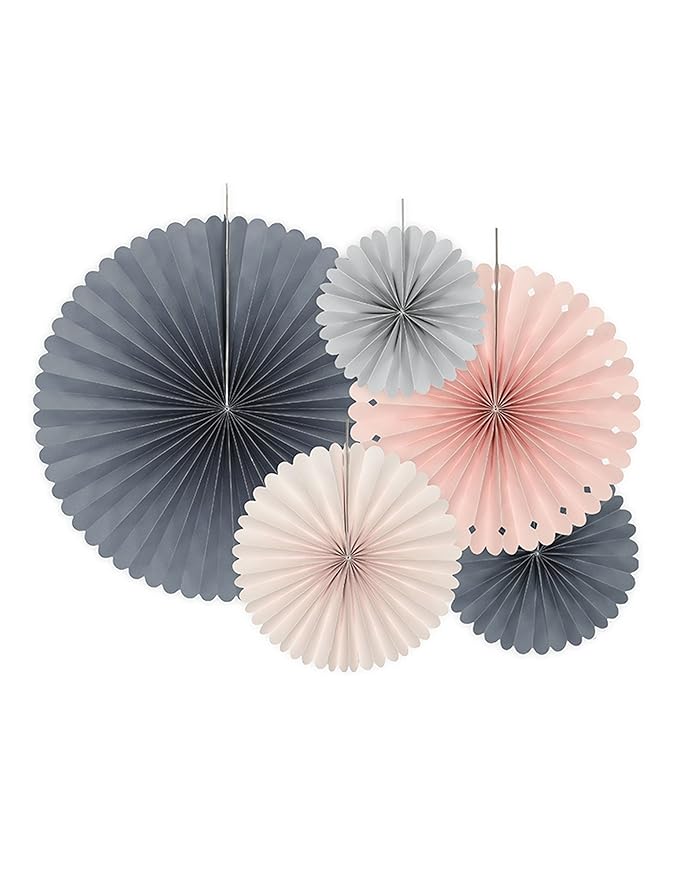 Deko Rosetten Set Pastell Ø 38, 25, 21, 19, 14 cm 5 Stück - PomPoms Lampions Hängedekoration Partydeko Hochzeit