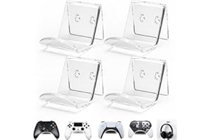 OAPRIRE Game Controller Wall Mount Holder Stand (4 Pack) for XBOX ONE PS4 PS5 STEAM SWITCH PC, Universal Gamepad Controller Accessories with 4 Cable Clips - Create Exclusive Game Fortresses - Clear
