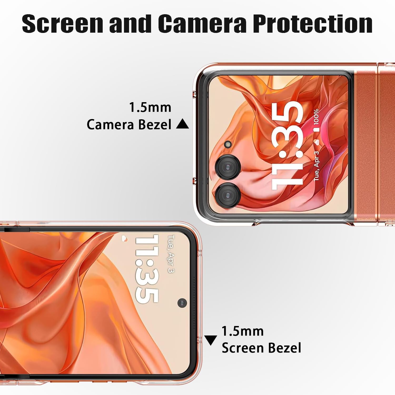 Clear for Motorola Razr 2025/Razr 2024 Case, Moto Razr 2025 Slim Phone Cases with Front Screen Protector, Moto Razr 2024 5G Hard PC Bumper Shockproof Protective Cover,Transparent