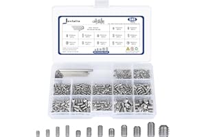 JOVLALIS 585Pcs Metric Set Screws (Stainless Steel), M3/M4/M5/M6/M8 Allen Head Screws, Internal Hex Drive Cup-Point Screws Assortment Kit for Door Handles, Light Fixture Screws