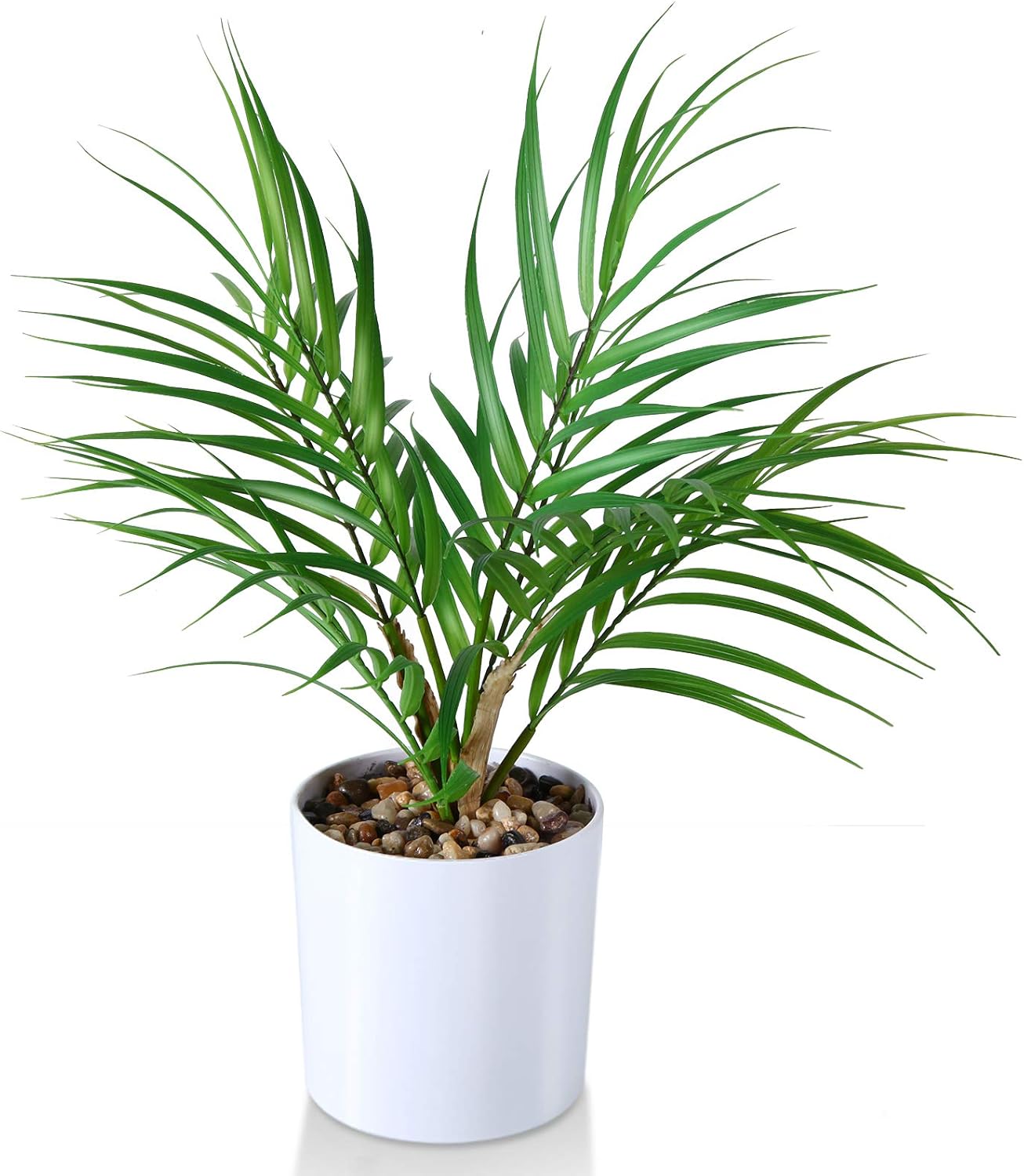 Kazeila Small Artificial Paradise Palm Tree 16 Inch Fake Areca Palm Plant,Faux Desk Plant in Pot for Indoor Outdoor Home Office Any Room Decor,Perfect Housewarming Gift