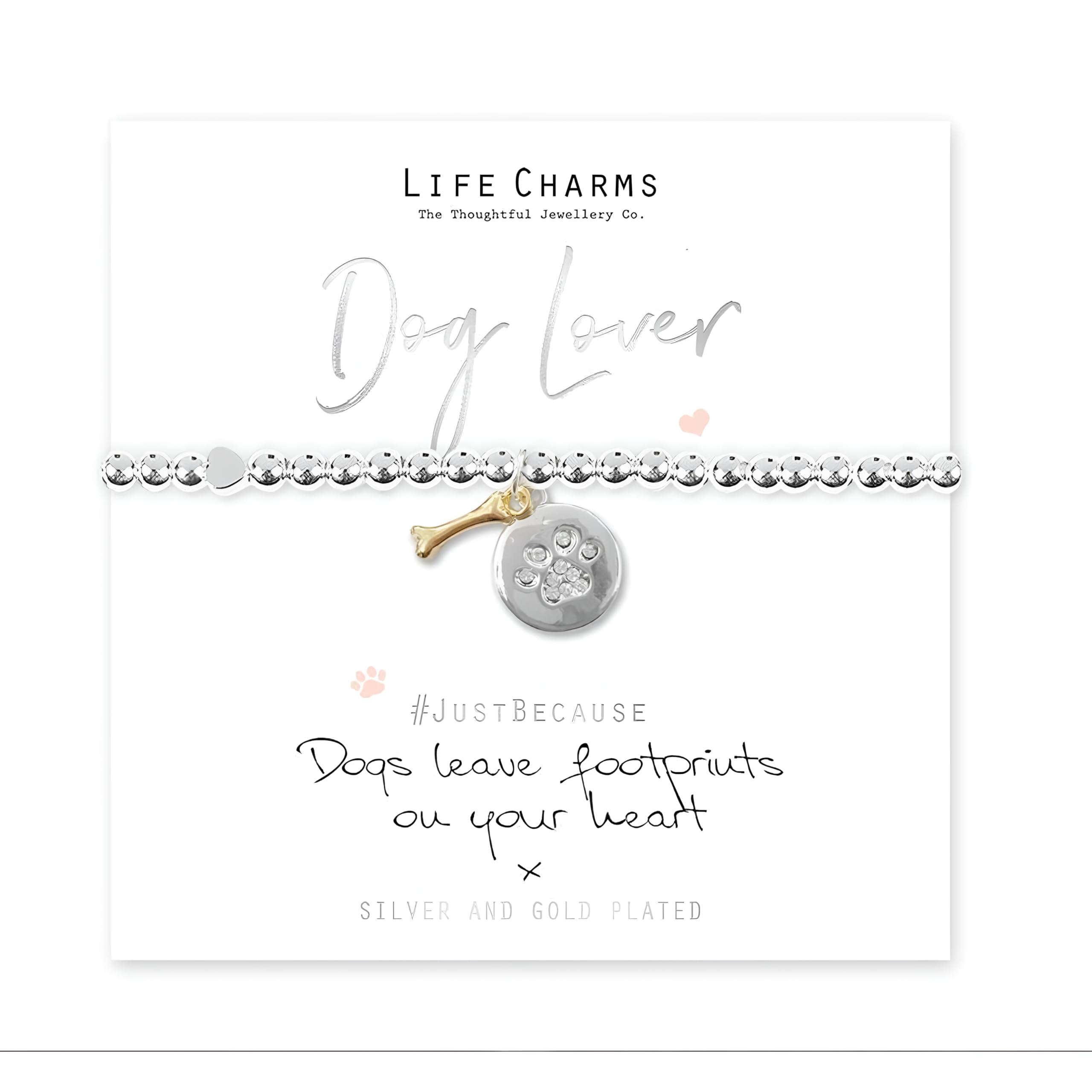 Life Charms Dogs Leave Footprints On Your Heart Bracelet