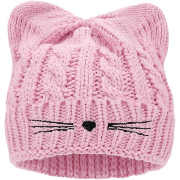 Amazon.com: Women Girls Winter Sequin Cat Ears Hat Kids Warm Knit