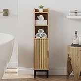FerniTry Small Bathroom Storage Cabinet, Corner Narrow Toilet Paper Floor Cabinet with Door and Shelves,Bathroom Organizer with Adjustable Shelf, for Small Spaces (Oak)