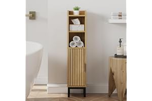 FerniTry Small Bathroom Storage Cabinet, Corner Narrow Toilet Paper Floor Cabinet with Door and Shelves,Bathroom Organizer wi