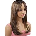 NATAGHAIR Honey Blonde Wigs for White Women - Missmizz Straight Highlight Brown Wig Human Hair Wigs for White Women can be Restyled to Curly Wigs