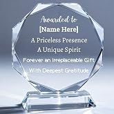 Spricoz Custom Crystal Awards and Trophies &ndash; Personalized Engraved Glass Plaques for Employee Recognition, Appreciation, Farewell, Retirement, Coworker Gifts, Sports Achievements
